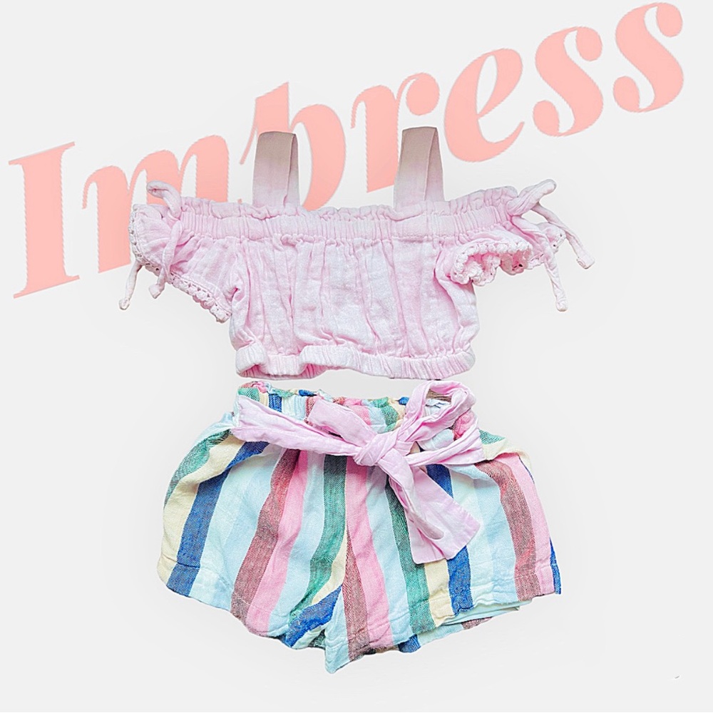 Two piece set-Crop top & Striped shorts